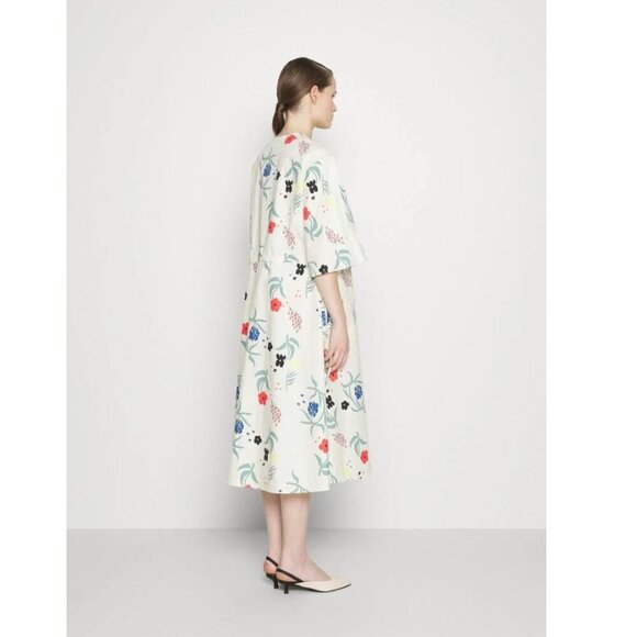 Marimekko Fiaali Herbaario Cotton Poplin Floral Dress Size 34/4 - Picture 6 of 15